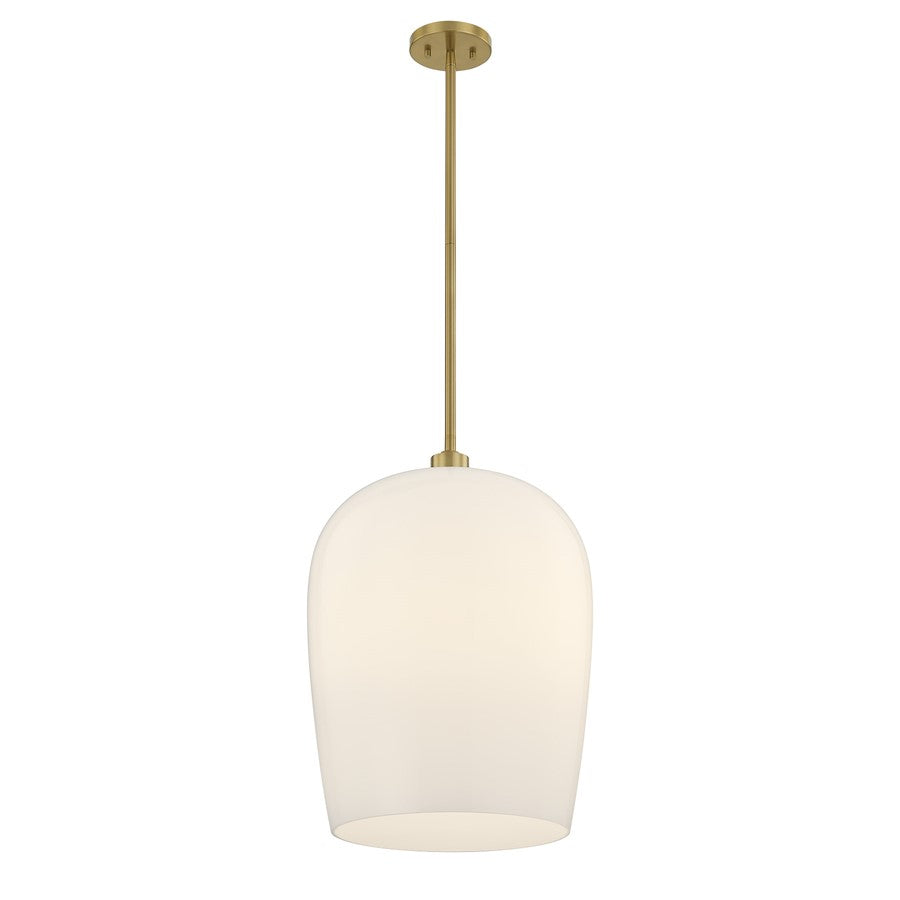 Savoy House Livingston 1 Lt Pendant, White Opal, Warm Brass