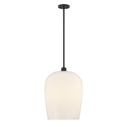 Savoy House Livingston 1 Lt Pendant, White Opal, Matte Black - 7-7209-1-89
