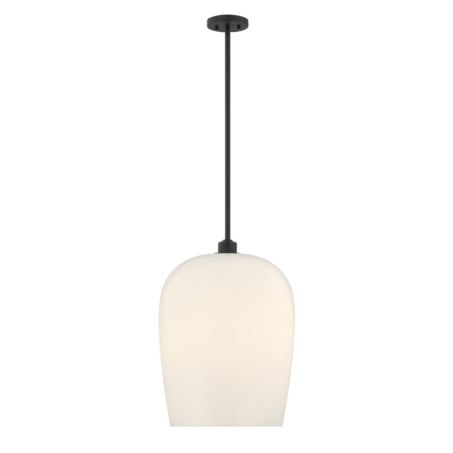 Savoy House Livingston 1 Lt Pendant, White Opal, Matte Black