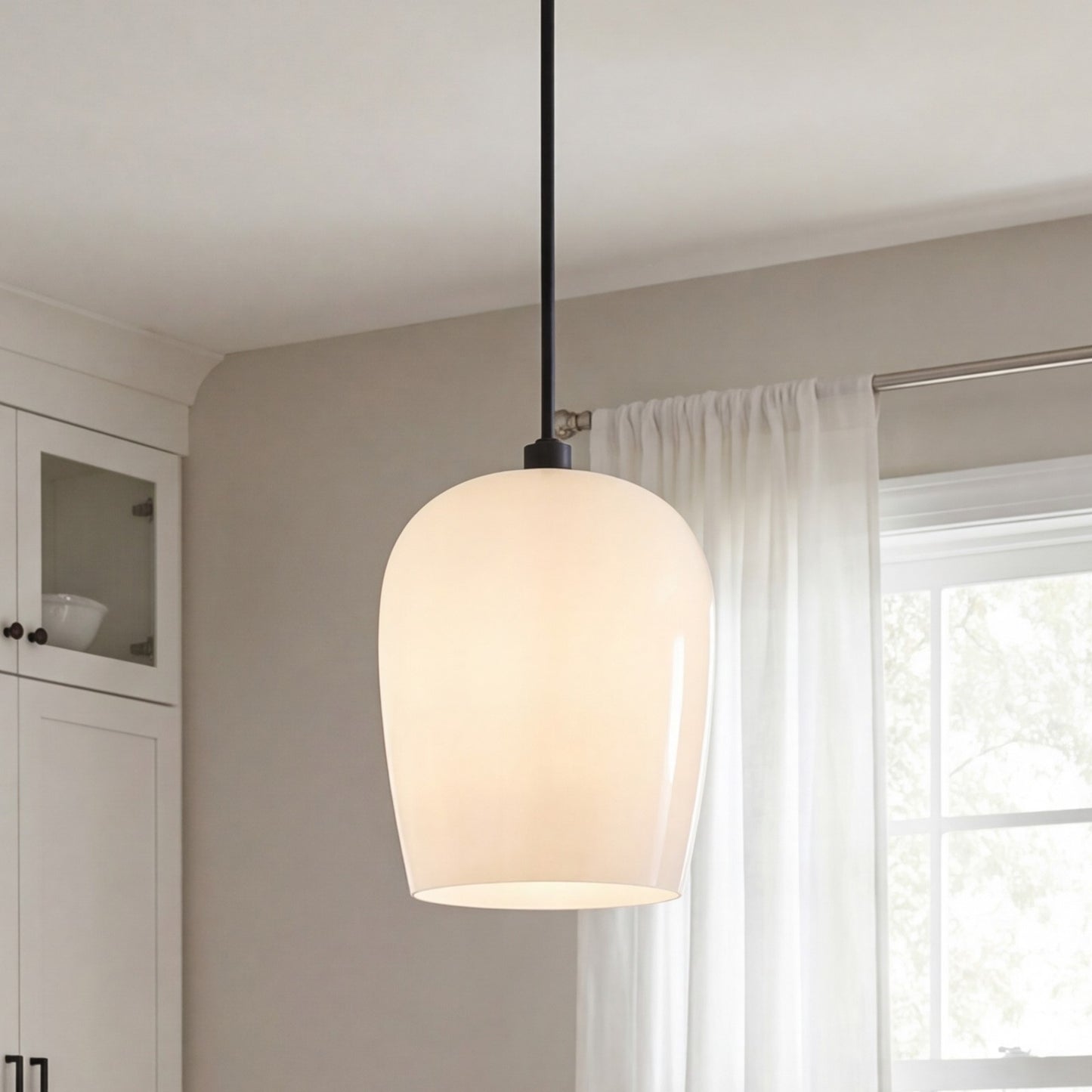 Savoy House Livingston 1 Lt Pendant, White Opal, Matte Black