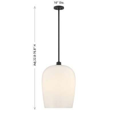 Savoy House Livingston 1 Lt Pendant, White Opal, Matte Black