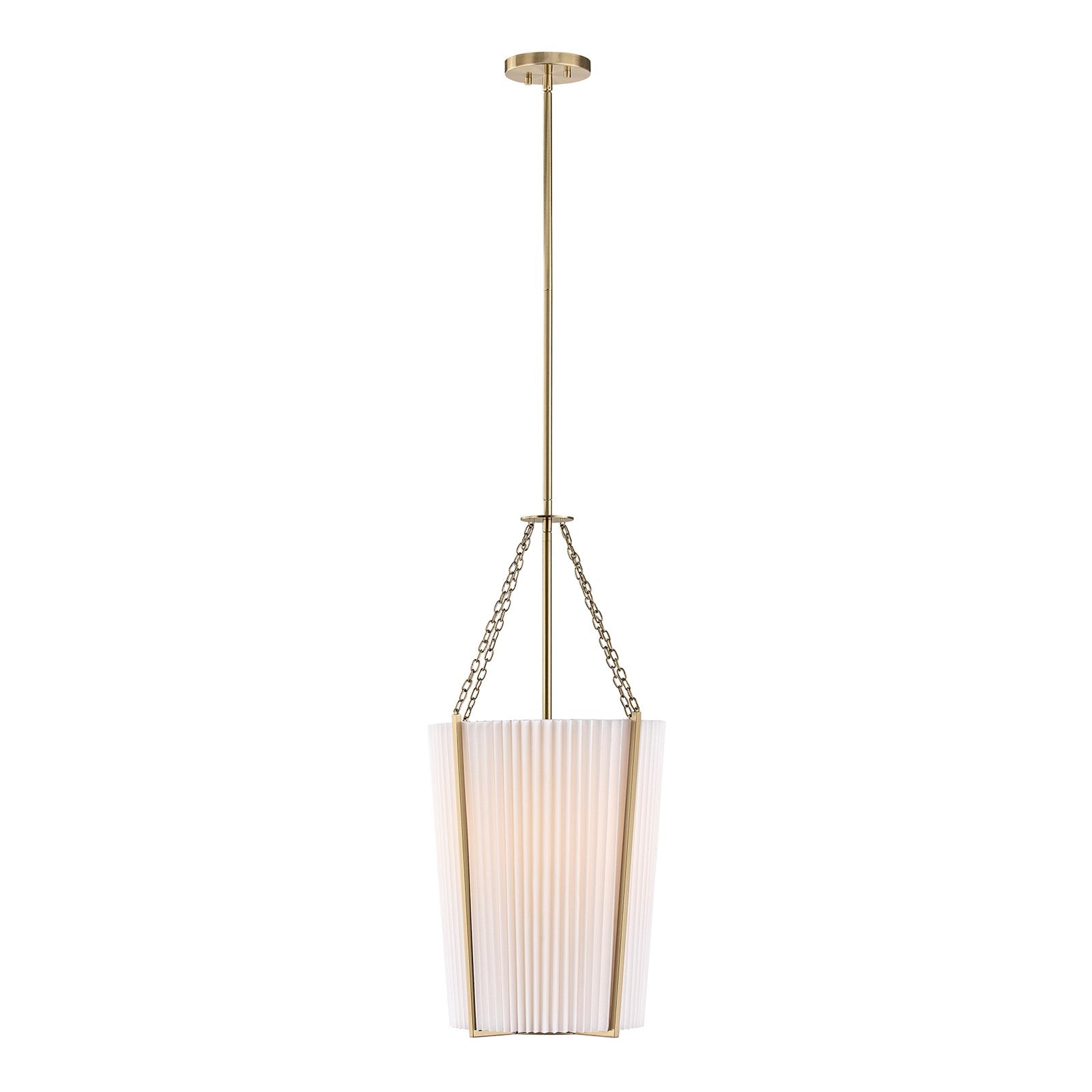Savoy House Joplin 14in 1-Light Pendant | California Modern Noble Brass and White Pleated Fabric | Kitchen & Dining Room | 14 x 14 | Model 7-7399-1-127