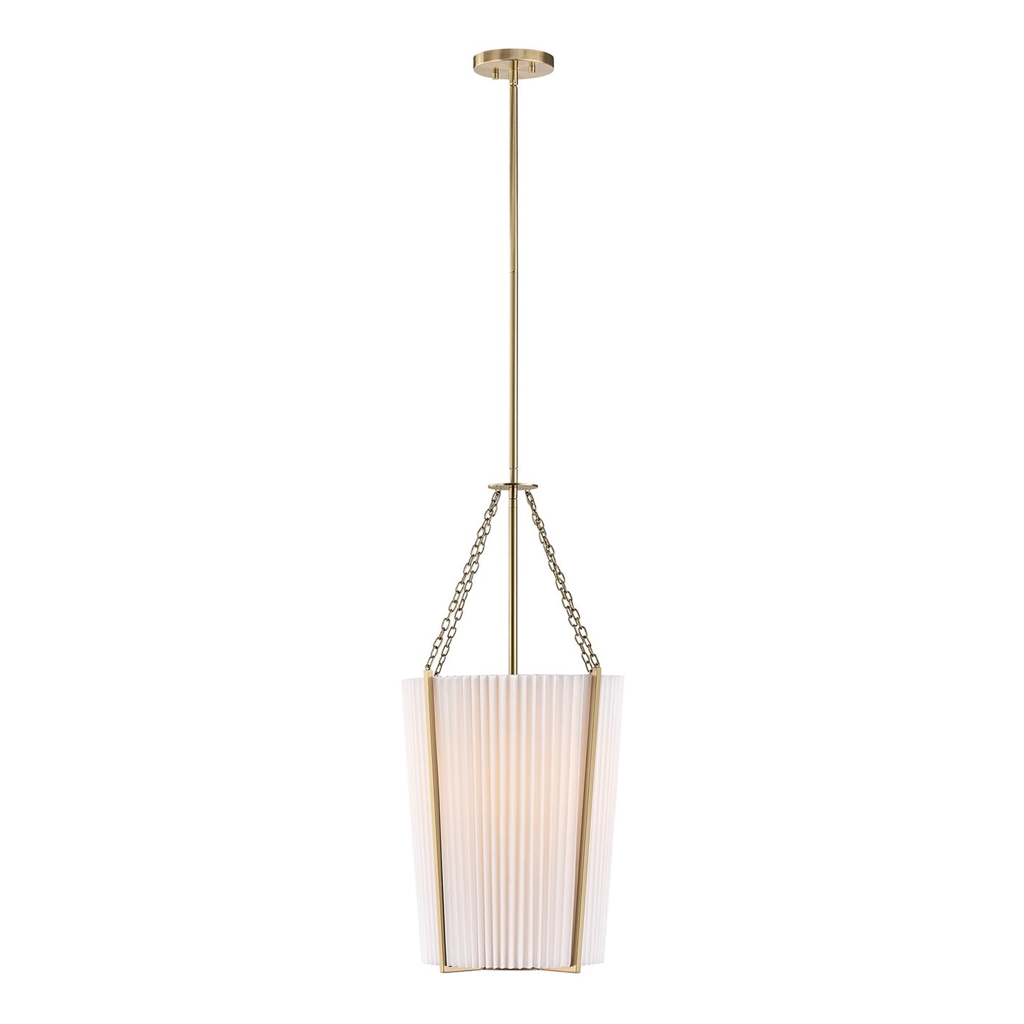 Savoy House Joplin 14in 1-Light Pendant | California Modern Noble Brass and White Pleated Fabric | Kitchen & Dining Room | 14 x 14 | Model 7-7399-1-127