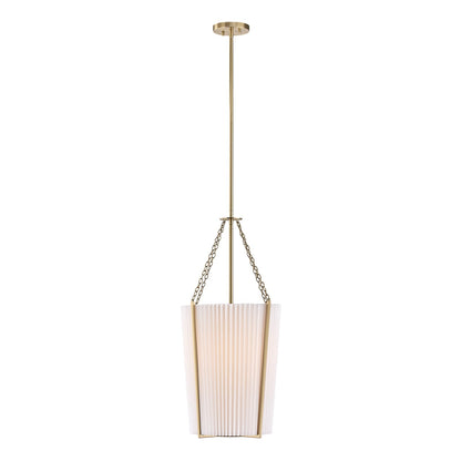 Savoy House Joplin 14in 1-Light Pendant | California Modern Noble Brass and White Pleated Fabric | Kitchen & Dining Room | 14 x 14 | Model 7-7399-1-127