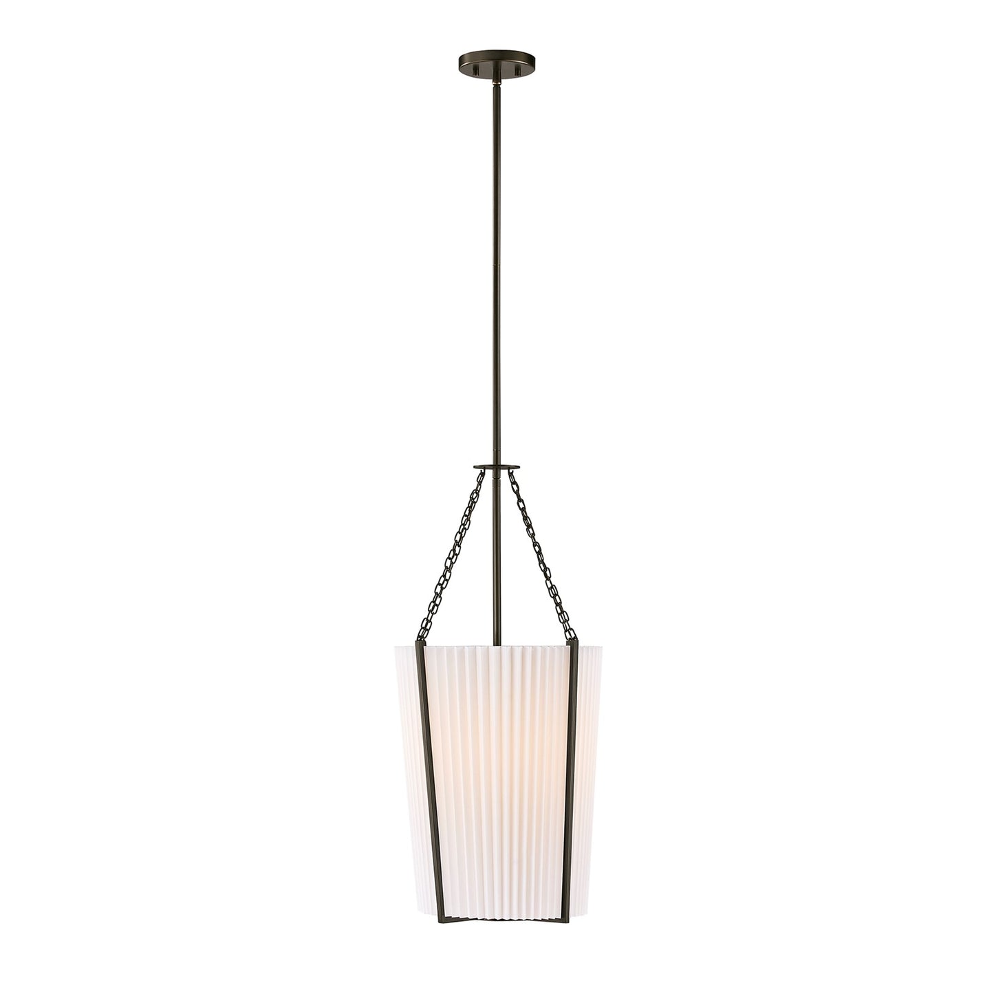 Savoy House Joplin 14in 1-Light Pendant | California Modern Mediterranean Bronze and White Pleated Fabric | Kitchen & Dining Room | 14 in | Model 7-7399-1-15