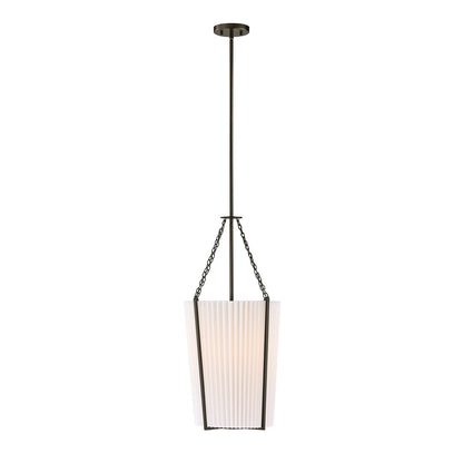 Savoy House Joplin 14in 1-Light Pendant | California Modern Mediterranean Bronze and White Pleated Fabric | Kitchen & Dining Room | 14 in | Model 7-7399-1-15