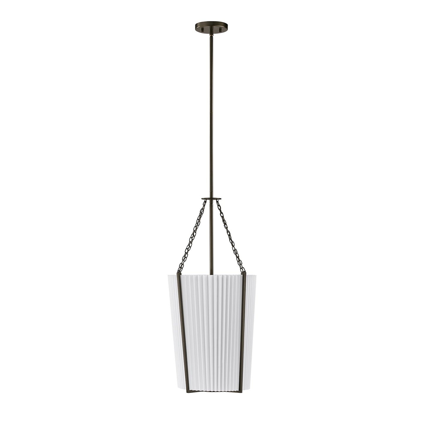 Savoy House Joplin 14in 1-Light Pendant | California Modern Mediterranean Bronze and White Pleated Fabric | Kitchen & Dining Room | 14 in | Model 7-7399-1-15