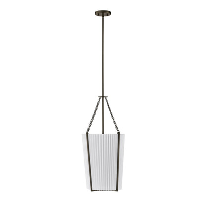 Savoy House Joplin 14in 1-Light Pendant | California Modern Mediterranean Bronze and White Pleated Fabric | Kitchen & Dining Room | 14 in | Model 7-7399-1-15