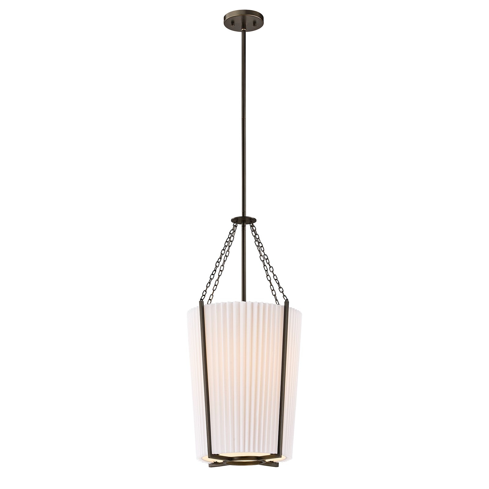 Savoy House Joplin 14in 1-Light Pendant | California Modern Mediterranean Bronze and White Pleated Fabric | Kitchen & Dining Room | 14 in | Model 7-7399-1-15