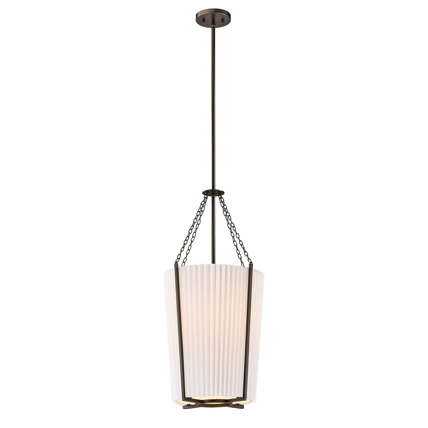 Savoy House Joplin 14in 1-Light Pendant | California Modern Mediterranean Bronze and White Pleated Fabric | Kitchen & Dining Room | 14 in | Model 7-7399-1-15