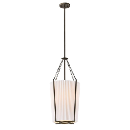 Savoy House Joplin 14in 1-Light Pendant | California Modern Mediterranean Bronze and White Pleated Fabric | Kitchen & Dining Room | 14 in | Model 7-7399-1-15