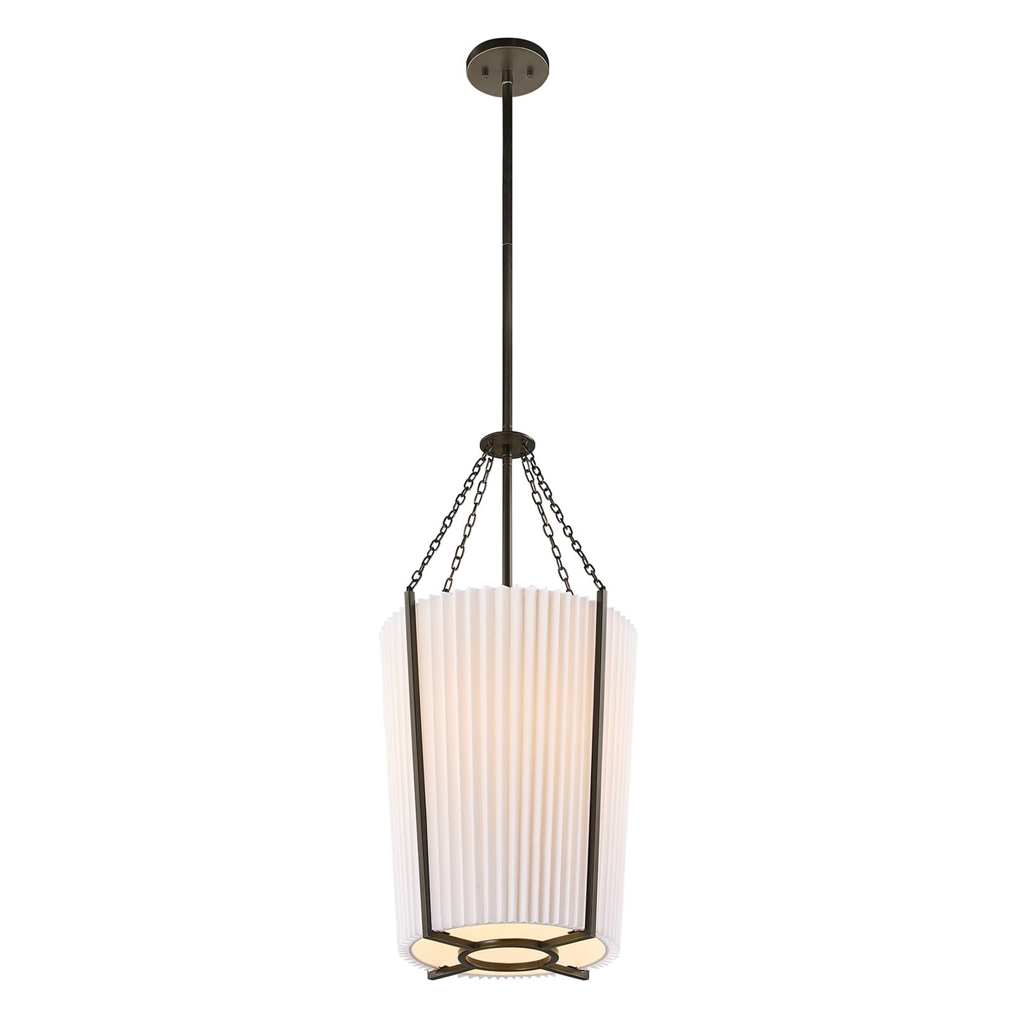 Savoy House Joplin 14in 1-Light Pendant | California Modern Mediterranean Bronze and White Pleated Fabric | Kitchen & Dining Room | 14 in | Model 7-7399-1-15