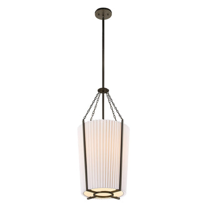 Savoy House Joplin 14in 1-Light Pendant | California Modern Mediterranean Bronze and White Pleated Fabric | Kitchen & Dining Room | 14 in | Model 7-7399-1-15