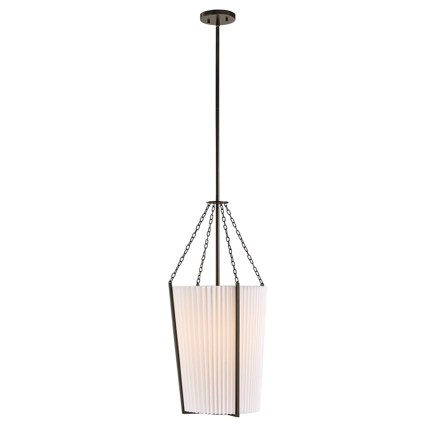 Savoy House Joplin 14in 1-Light Pendant | California Modern Mediterranean Bronze and White Pleated Fabric | Kitchen & Dining Room | 14 in | Model 7-7399-1-15