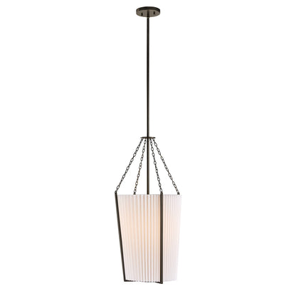Savoy House Joplin 14in 1-Light Pendant | California Modern Mediterranean Bronze and White Pleated Fabric | Kitchen & Dining Room | 14 in | Model 7-7399-1-15