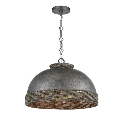 3 Light Pendant, Mottled Zinc