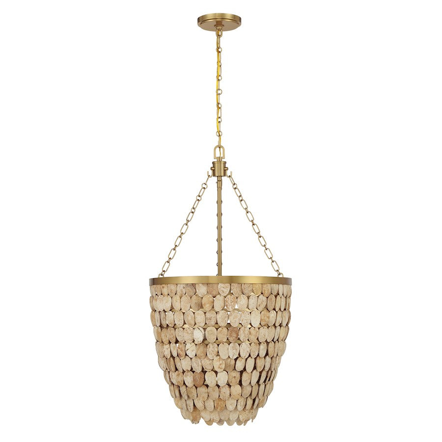Savoy House Catalan 4 Light Pendant, Warm Brass