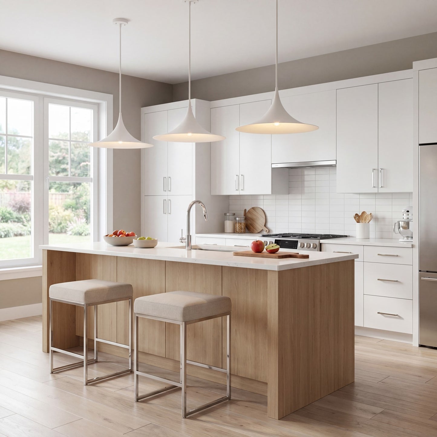 1 Light Pendant, Bisque White