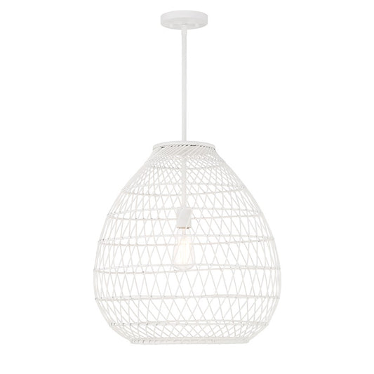 1 Light Pendant, Bisque White