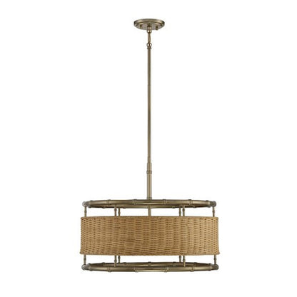 Savoy House Arcadia 6-Light Pendant, Burnished Brass/Rattan - 7-7771-6-177