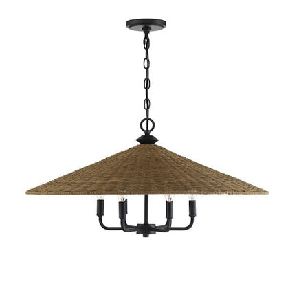 6 Light Pendant, Matte Black