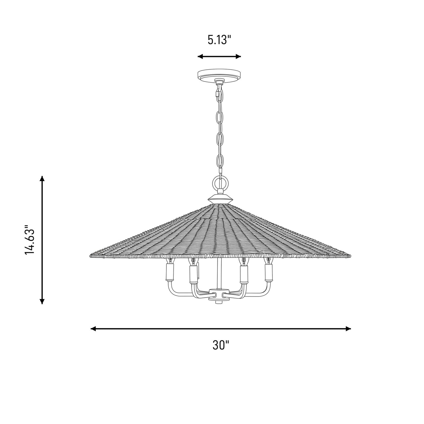 6 Light Pendant, Matte Black