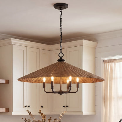6 Light Pendant, Matte Black