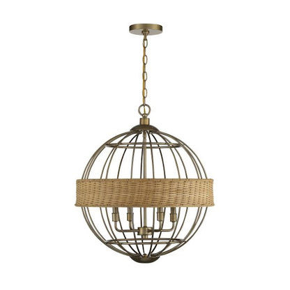 4 Light Pendant, Burnished Brass