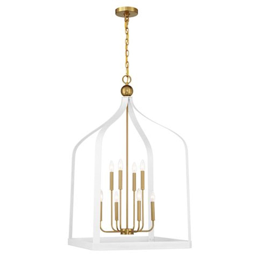 8 Light Pendant, White
