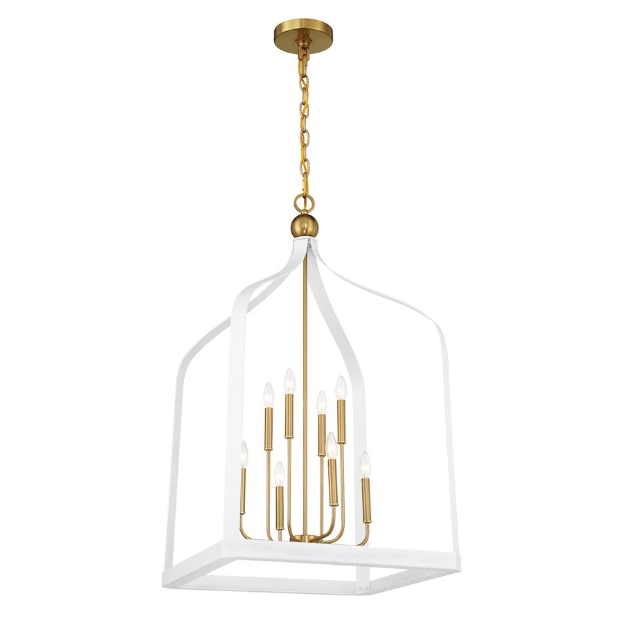 8 Light Pendant, White
