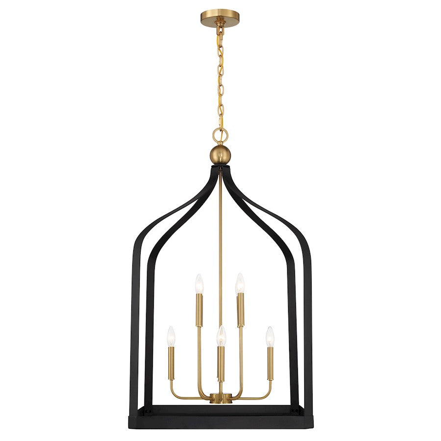 8 Light Pendant, Black/Brass