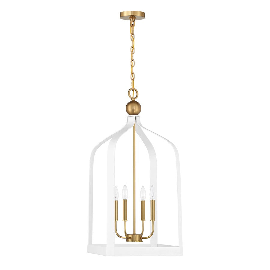 4 Light Pendant, White