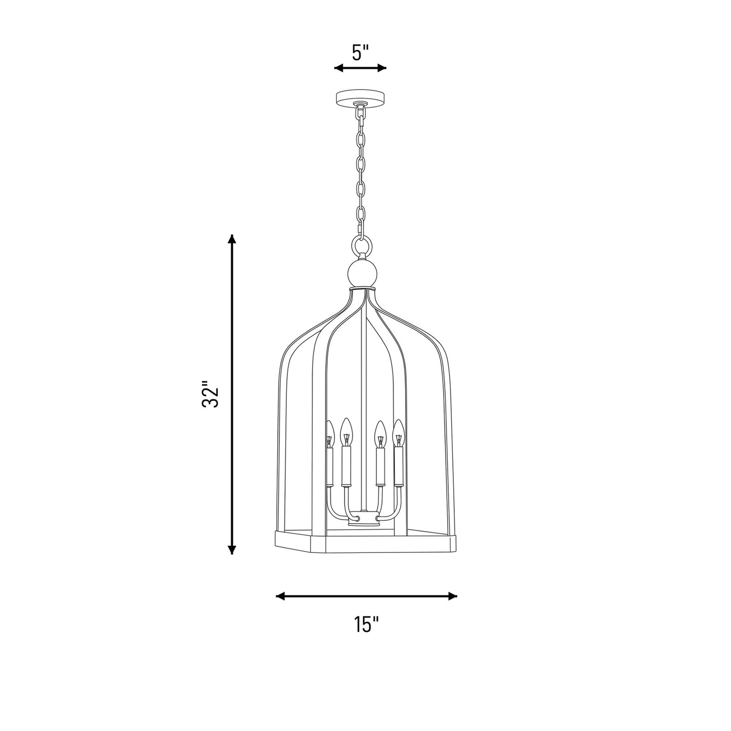 4 Light Pendant, White