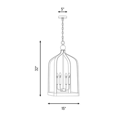 4 Light Pendant, White
