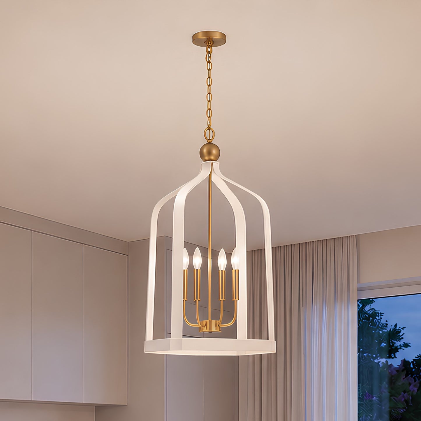4 Light Pendant, White