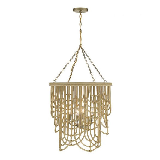 Savoy House Bremen 4-Light Pendant, Burnished Brass/Rattan - 7-7910-4-177