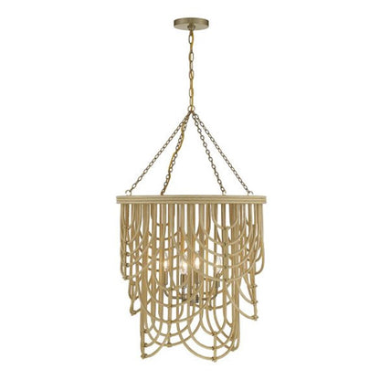 4 Light Pendant, Burnished Brass