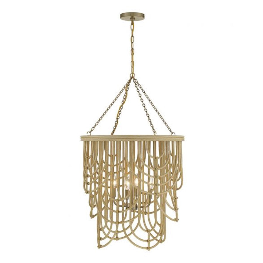 4 Light Pendant, Burnished Brass