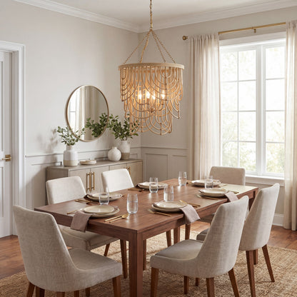 4 Light Pendant, Burnished Brass