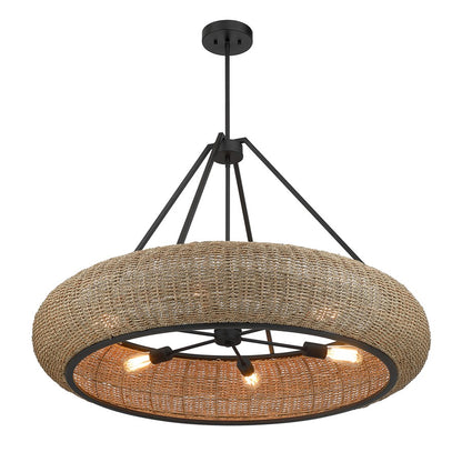 Savoy House Gaia 6 Lt Pendant, Woven, Matte Black