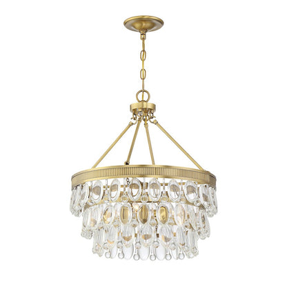 4 Light Pendant, Warm Brass