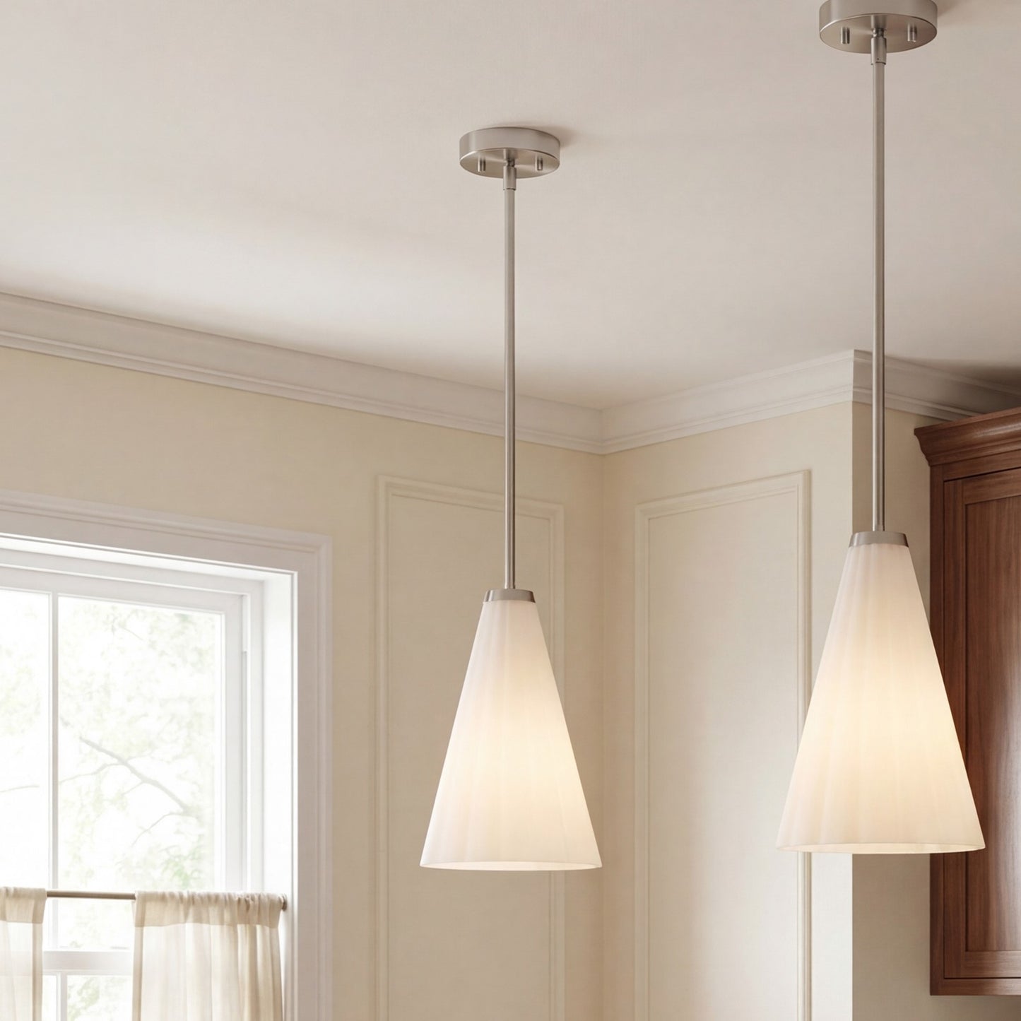 1 Light Pendant, Satin Nickel
