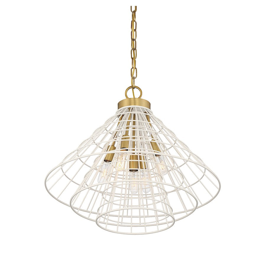 5 Light Pendant, White