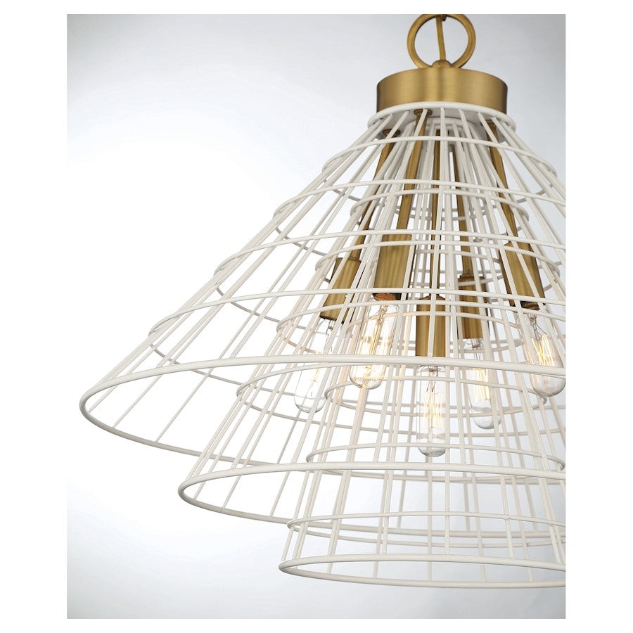 5 Light Pendant, White