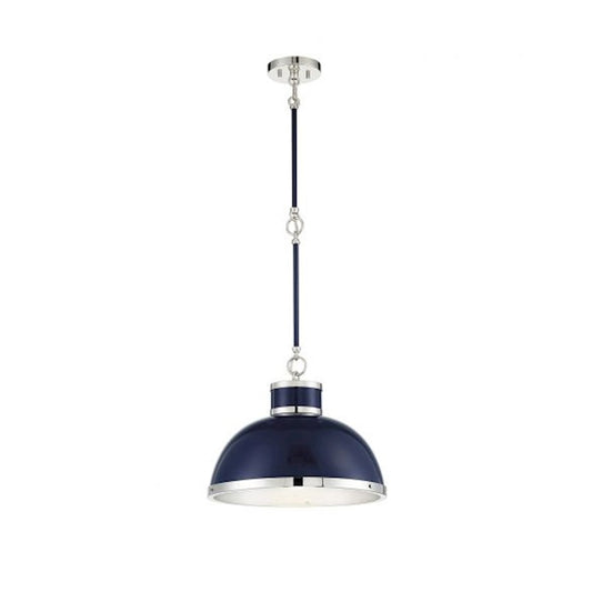 Savoy House Corning 1-Light Pendant, Navy/Polished Nickel Accents - 7-8882-1-174