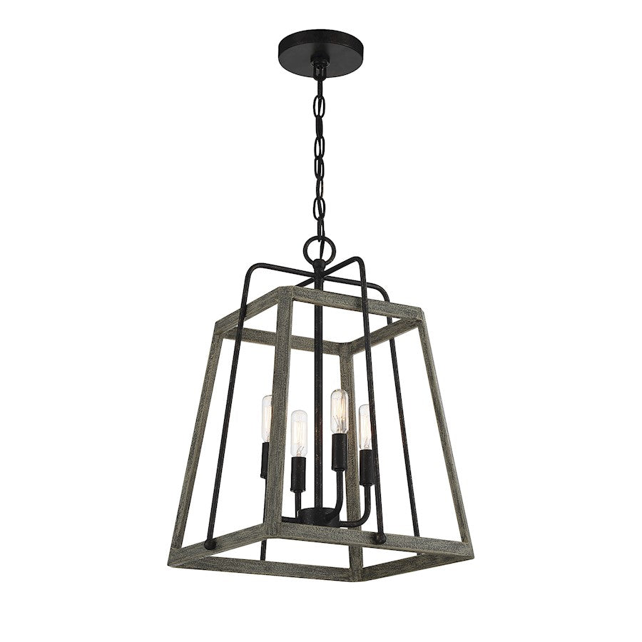 4 Light Pendant, Noblewood/Iron