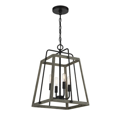 4 Light Pendant, Noblewood/Iron