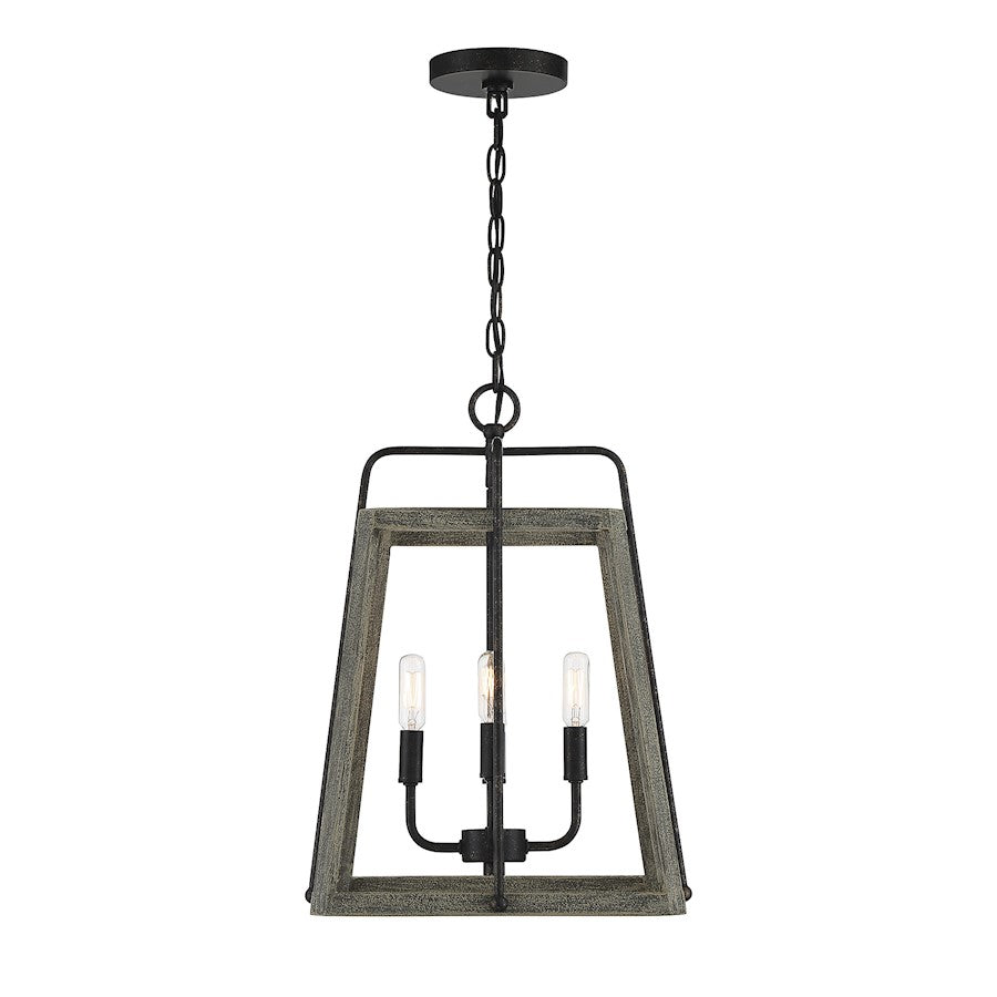 4 Light Pendant, Noblewood/Iron