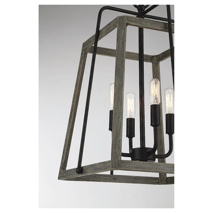 4 Light Pendant, Noblewood/Iron