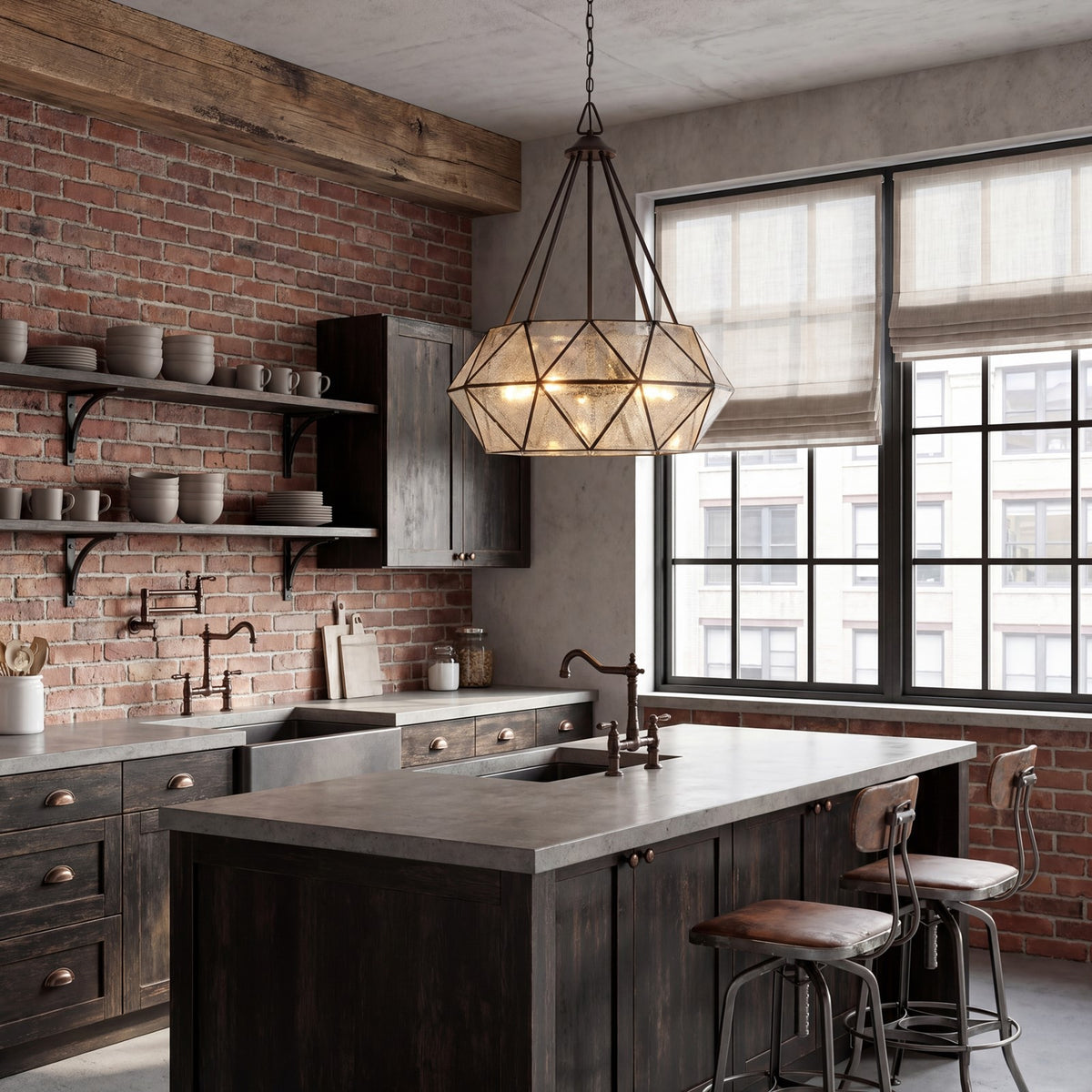 4 Light Pendant, Oiled Burnished Bronze